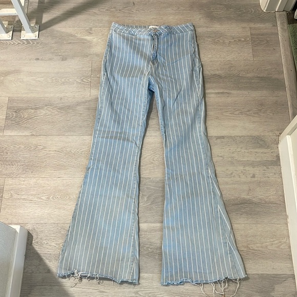Striped Bell Bottom Jeans - Picture 2 of 10